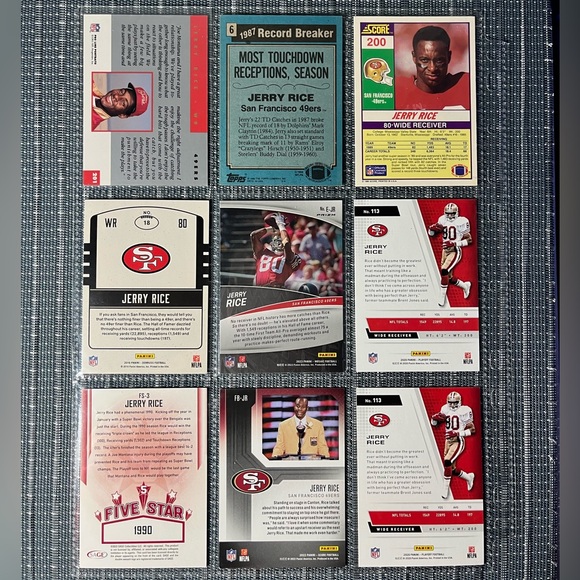 🏈 Jerry Rice NFL National Football League Sports Trading Cards, Qty 9, Lot #1 - Picture 2 of 5